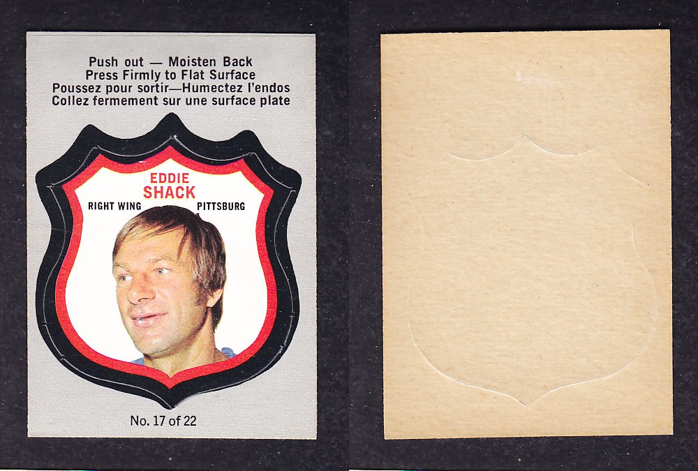1972-73 O-PEE-CHEE PLAYER CRESTS #17 E. SHACK photo 1972-73 O-PEE-CHEE PLAYER CRESTS #17 E. SHACK photo