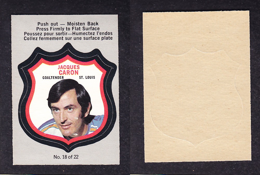 1972-73 O-PEE-CHEE PLAYER CRESTS #18 J. CARON photo 1972-73 O-PEE-CHEE PLAYER CRESTS #18 J. CARON photo