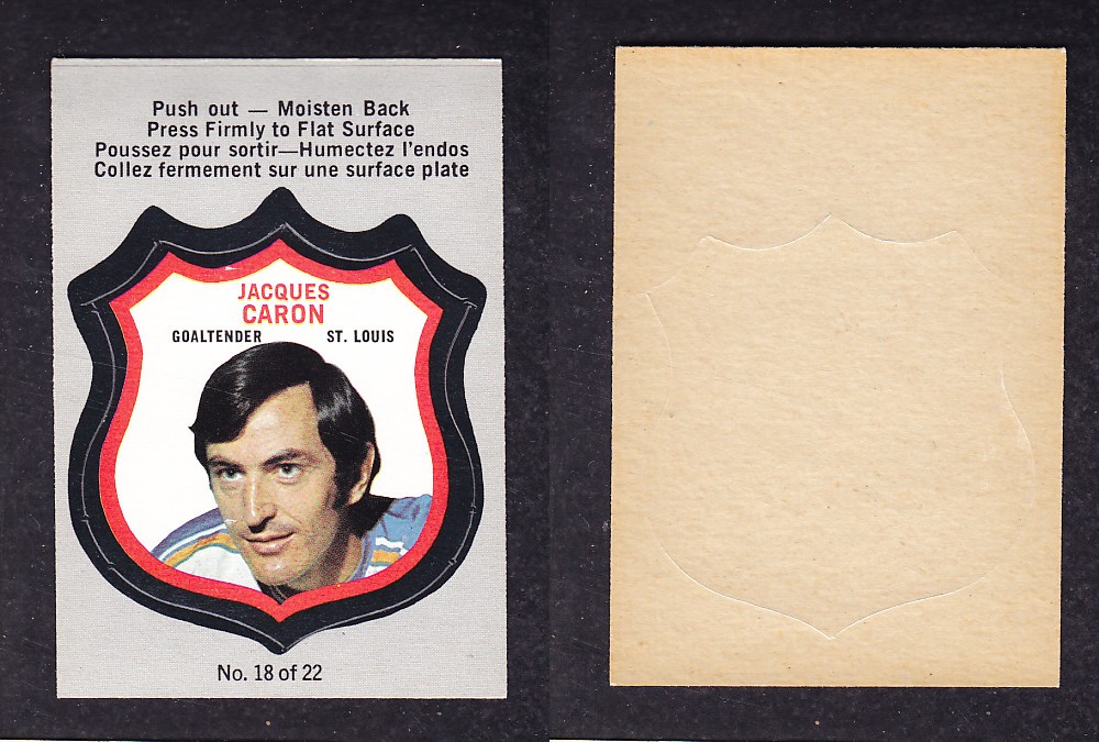 1972-73 O-PEE-CHEE PLAYER CRESTS #18 J. CARON photo 1972-73 O-PEE-CHEE PLAYER CRESTS #18 J. CARON photo