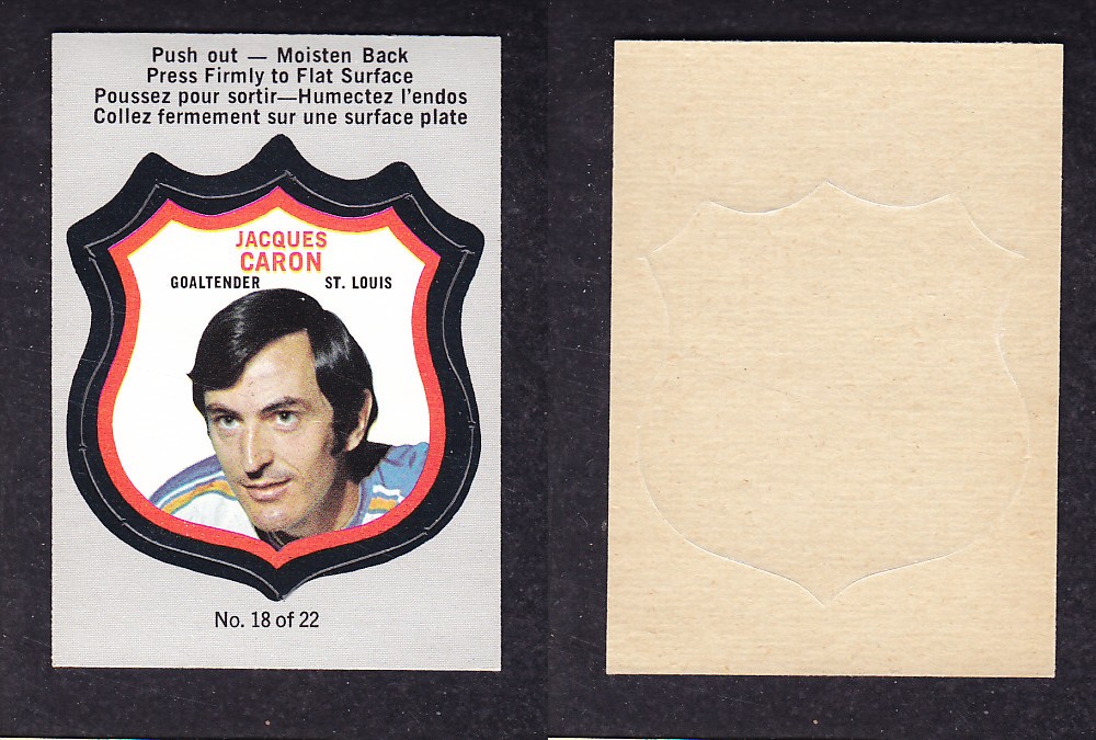 1972-73 O-PEE-CHEE PLAYER CRESTS #18 J. CARON photo 1972-73 O-PEE-CHEE PLAYER CRESTS #18 J. CARON photo