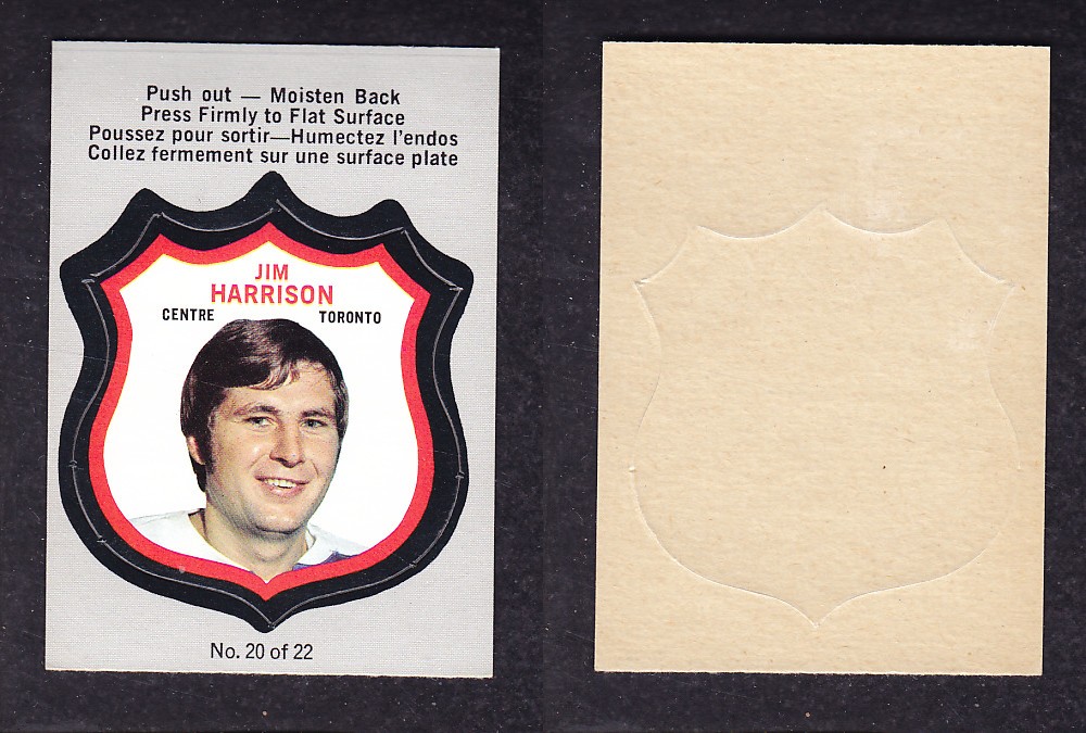 1972-73 O-PEE-CHEE PLAYER CRESTS #20 J. HARRISON photo 1972-73 O-PEE-CHEE PLAYER CRESTS #20 J. HARRISON photo