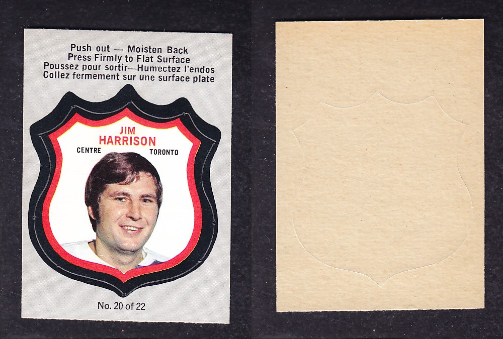 1972-73 O-PEE-CHEE PLAYER CRESTS #20 J. HARRISON photo 1972-73 O-PEE-CHEE PLAYER CRESTS #20 J. HARRISON photo