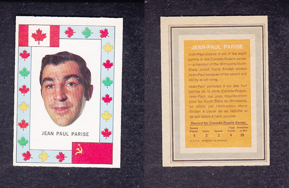 1972 O-PEE-CHEE TEAM CANADA J-P PARISE photo 1972 O-PEE-CHEE TEAM CANADA J-P PARISE photo