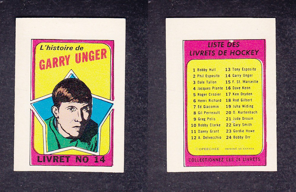 1971-72 O-PEE-CHEE STORY BOOKLET FRENCH #14 G. HUNGER photo 1971-72 O-PEE-CHEE STORY BOOKLET FRENCH #14 G. HUNGER photo