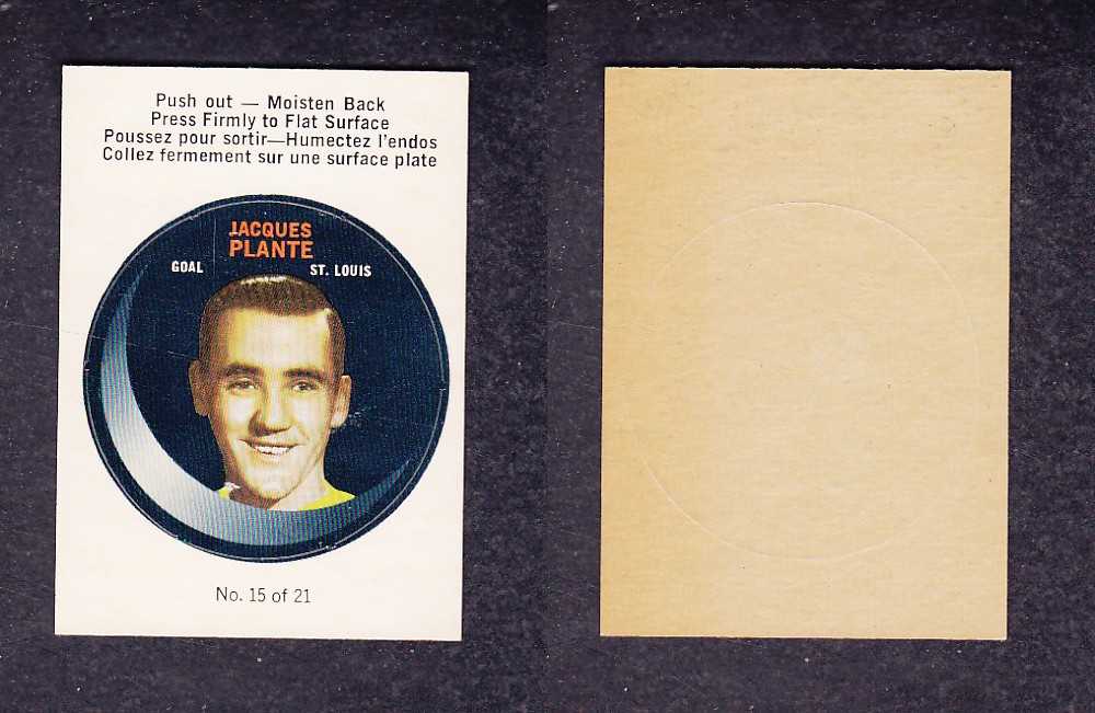 1968-69 O-PEE-CHEE PUCK STICKERS #15 J. PLANTE photo 1968-69 O-PEE-CHEE PUCK STICKERS #15 J. PLANTE photo