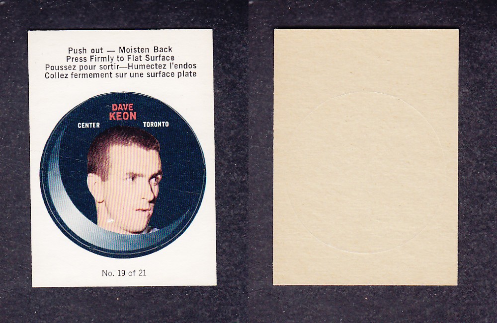 1968-69 O-PEE-CHEE PUCK STICKERS #19 D. KEON photo