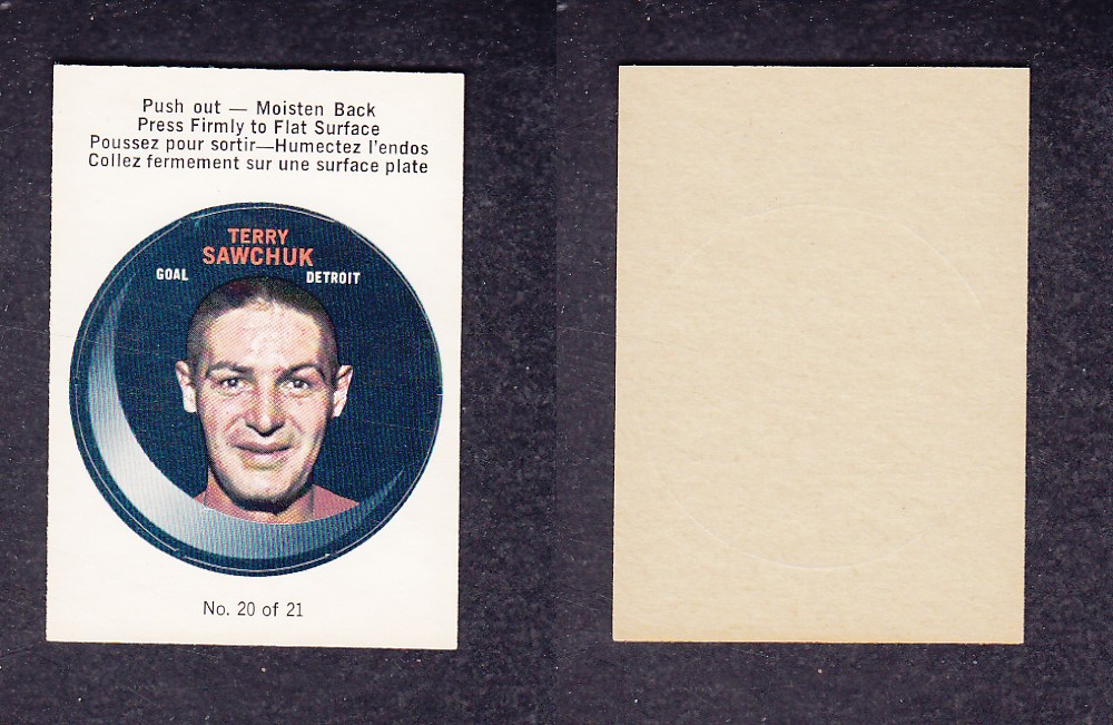 1968-69 O-PEE-CHEE PUCK STICKERS #20 T. SAWCHUK photo