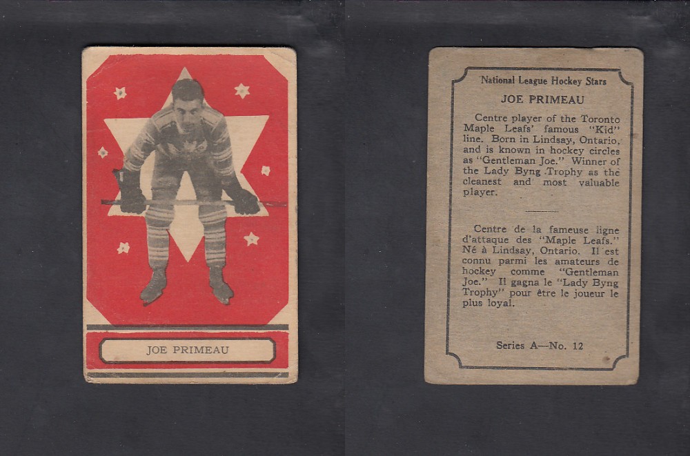 1933-34 O-PEE-CHEE HOCKEY CARD #12 J. PRIMEAU photo 1933-34 O-PEE-CHEE HOCKEY CARD #12 J. PRIMEAU photo