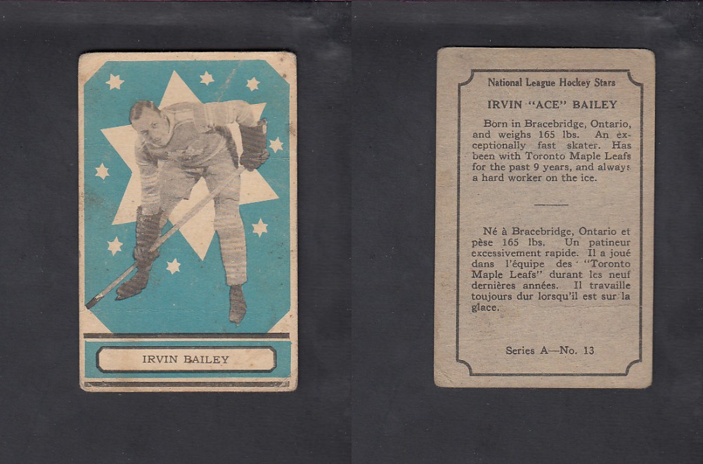 1933-34 O-PEE-CHEE HOCKEY CARD #13 I. BAILEY photo 1933-34 O-PEE-CHEE HOCKEY CARD #13 I. BAILEY photo