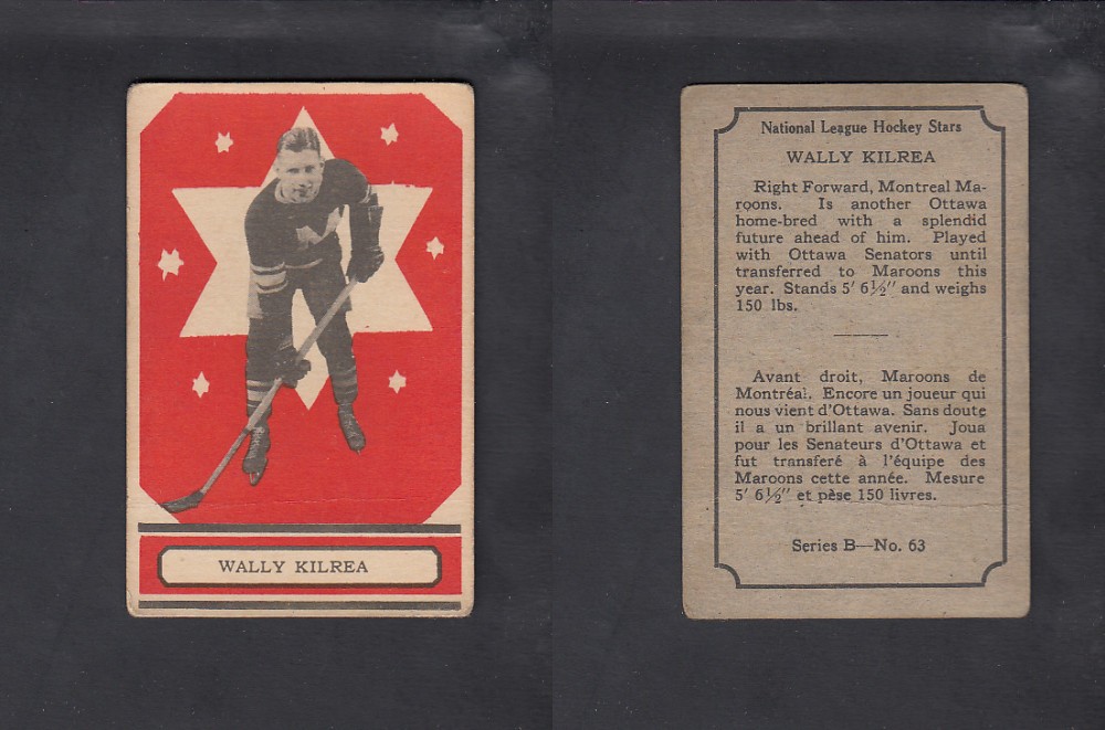 1933-34 O-PEE-CHEE HOCKEY CARD #63 W. KILREA photo 1933-34 O-PEE-CHEE HOCKEY CARD #63 W. KILREA photo
