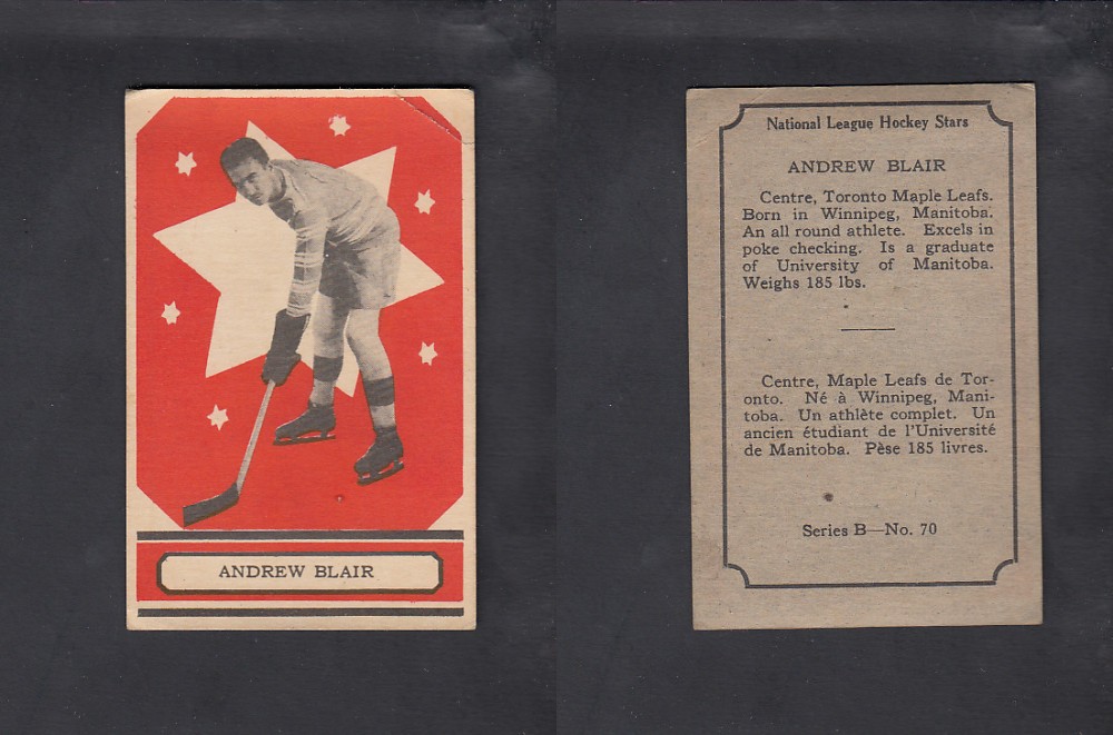 1933-34 O-PEE-CHEE HOCKEY CARD #70 A. BLAIR photo 1933-34 O-PEE-CHEE HOCKEY CARD #70 A. BLAIR photo
