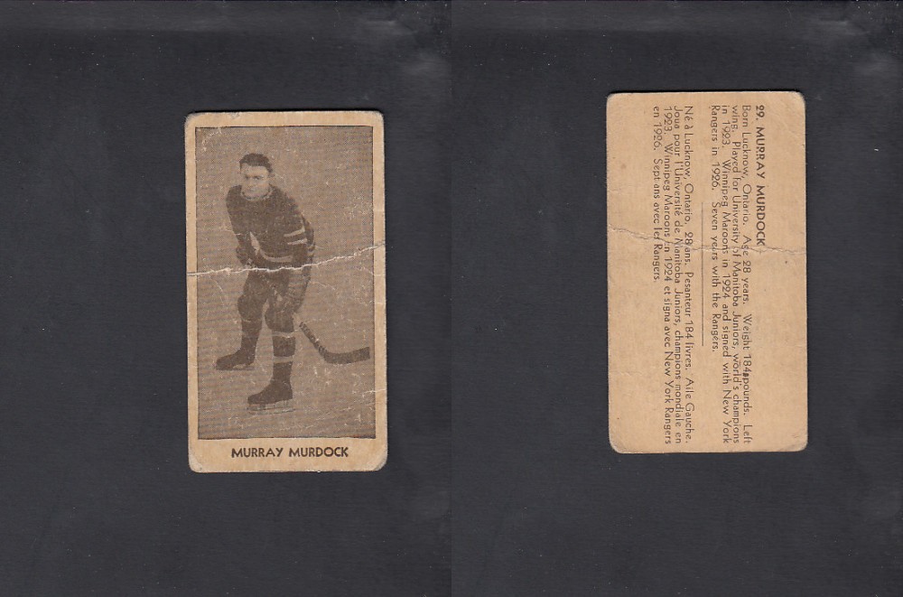 1933-34 HOCKEY CARD V129 #29 M. MURDOCK photo 1933-34 HOCKEY CARD V129 #29 M. MURDOCK photo