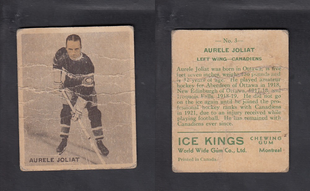1933-34 ICE KINGS HOCKEY CARD #3 A. JOLIAT photo 1933-34 ICE KINGS HOCKEY CARD #3 A. JOLIAT photo