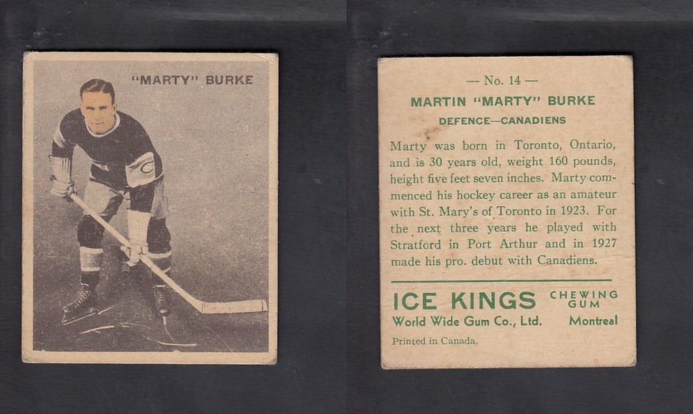 1933-34 ICE KINGS HOCKEY CARD #14 M. BURKE photo