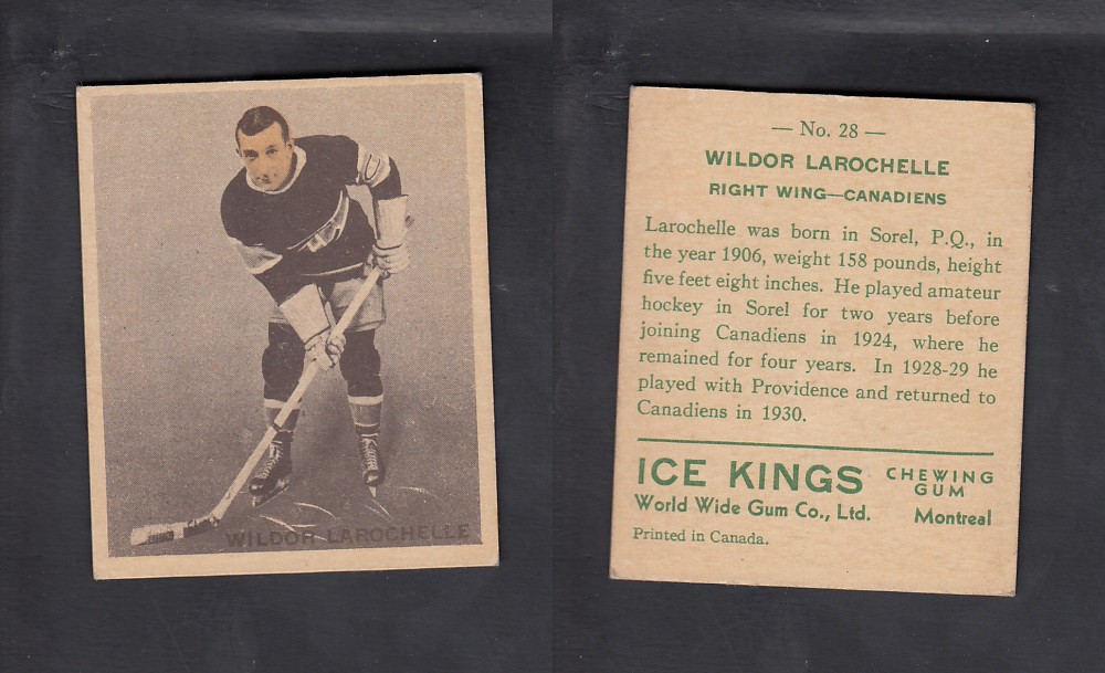 1933-34 ICE KINGS HOCKEY CARD #28 W. LAROCHELLE photo 1933-34 ICE KINGS HOCKEY CARD #28 W. LAROCHELLE photo