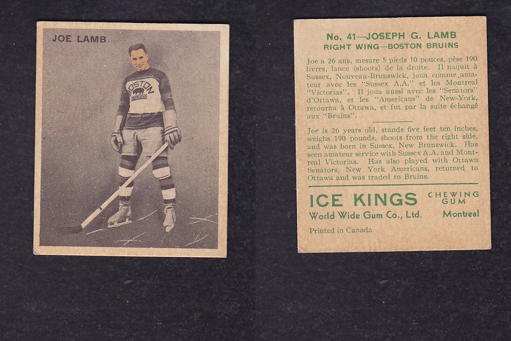 1933-34 ICE KINGS HOCKEY CARD #41 J. LAMB photo 1933-34 ICE KINGS HOCKEY CARD #41 J. LAMB photo