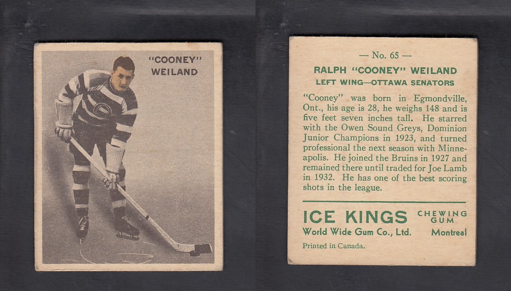 1933-34 ICE KINGS HOCKEY CARD #65 C. WEILAND photo 1933-34 ICE KINGS HOCKEY CARD #65 C. WEILAND photo