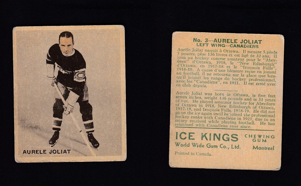 1933-34 ICE KINGS HOCKEY CARD #3 A. JOLIAT photo 1933-34 ICE KINGS HOCKEY CARD #3 A. JOLIAT photo