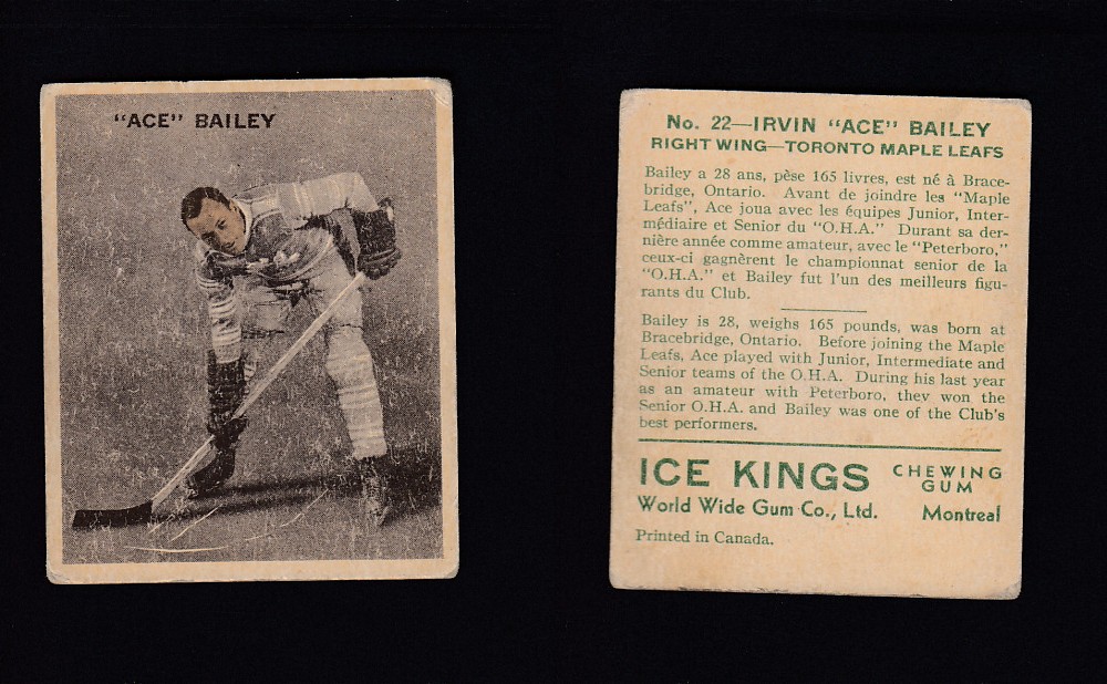 1933-34 ICE KINGS HOCKEY CARD #22 A. BAILEY photo 1933-34 ICE KINGS HOCKEY CARD #22 A. BAILEY photo