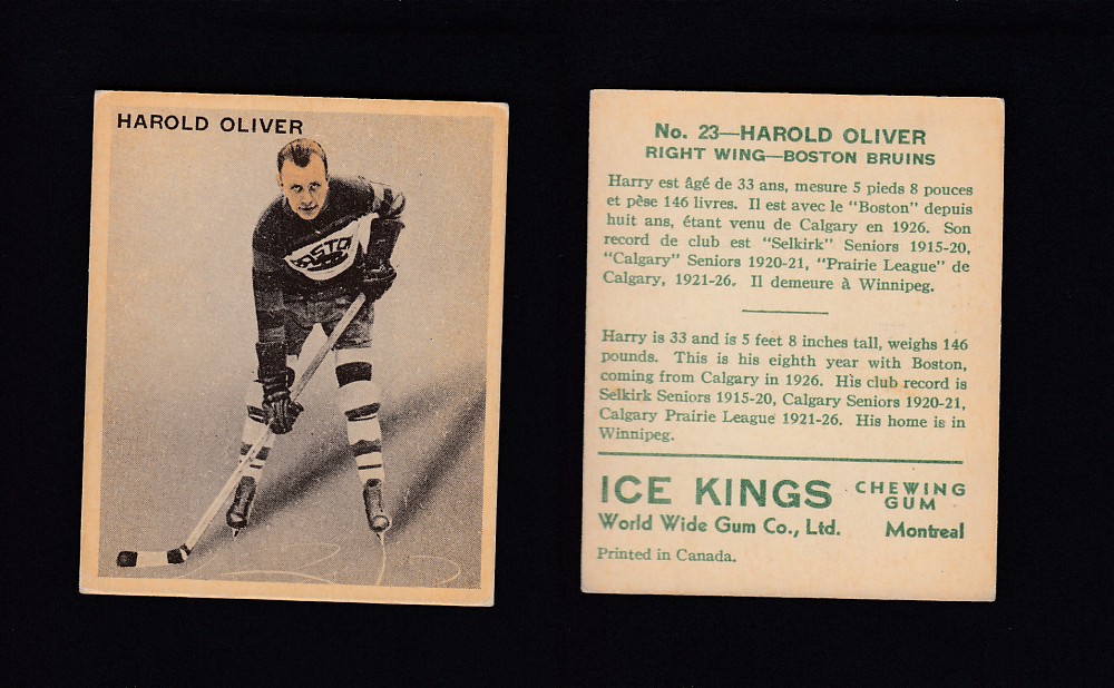 1933-34 ICE KINGS HOCKEY CARD #23 H. OLIVER photo 1933-34 ICE KINGS HOCKEY CARD #23 H. OLIVER photo