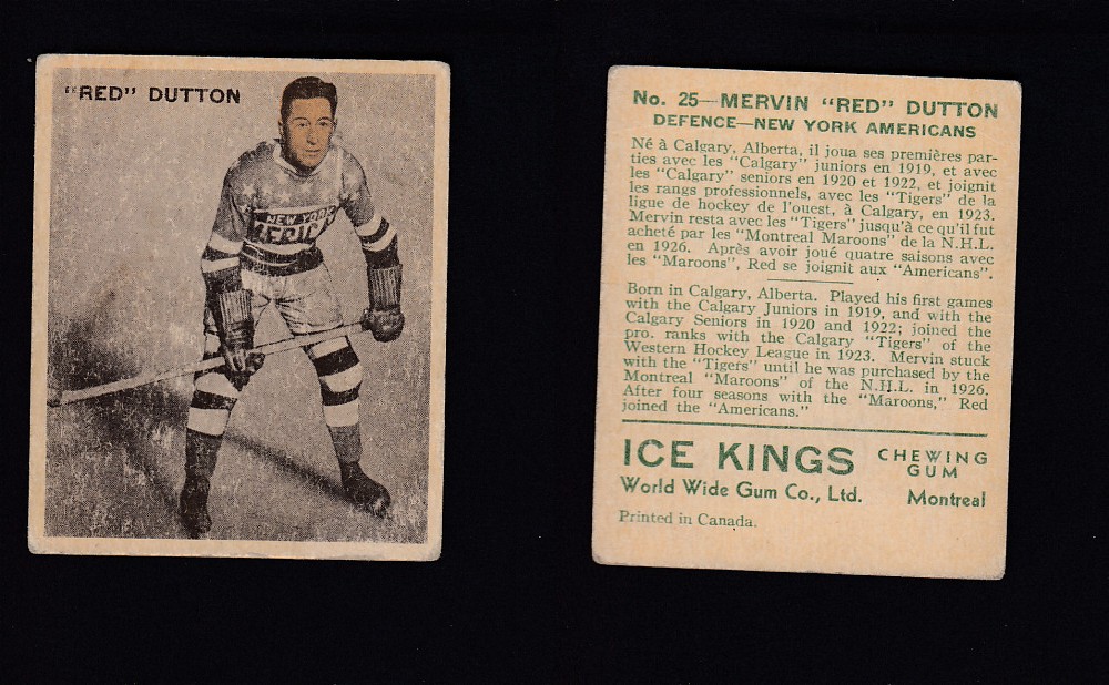 1933-34 ICE KINGS HOCKEY CARD #25 R. DUTTON photo 1933-34 ICE KINGS HOCKEY CARD #25 R. DUTTON photo
