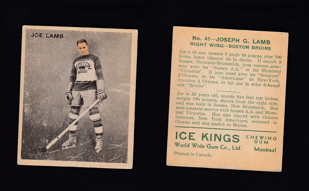 1933-34 ICE KINGS HOCKEY CARD #41 J. LAMB photo 1933-34 ICE KINGS HOCKEY CARD #41 J. LAMB photo
