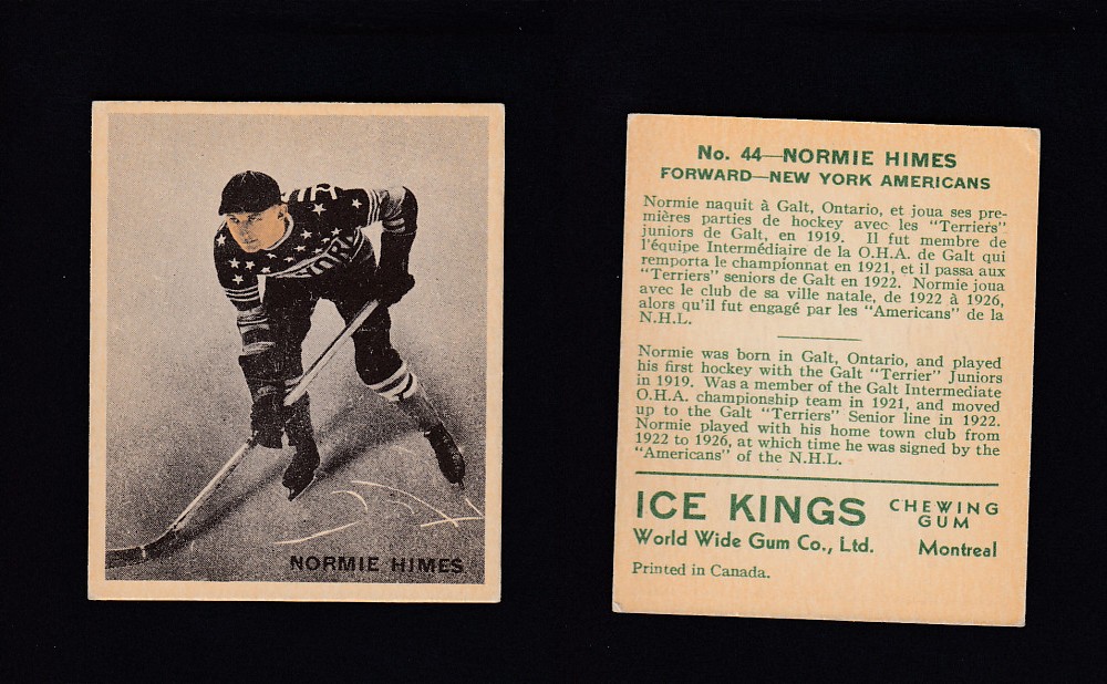 1933-34 ICE KINGS HOCKEY CARD #44 N. HIMES photo 1933-34 ICE KINGS HOCKEY CARD #44 N. HIMES photo