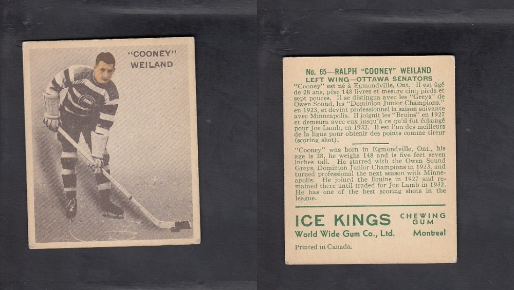 1933-34 ICE KINGS HOCKEY CARD #65 C. WEILAND photo 1933-34 ICE KINGS HOCKEY CARD #65 C. WEILAND photo