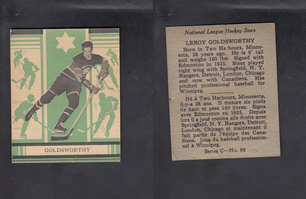 1935-36 O-PEE-CHEE HOCKEY CARD #96 L. GOLDWORTHY photo