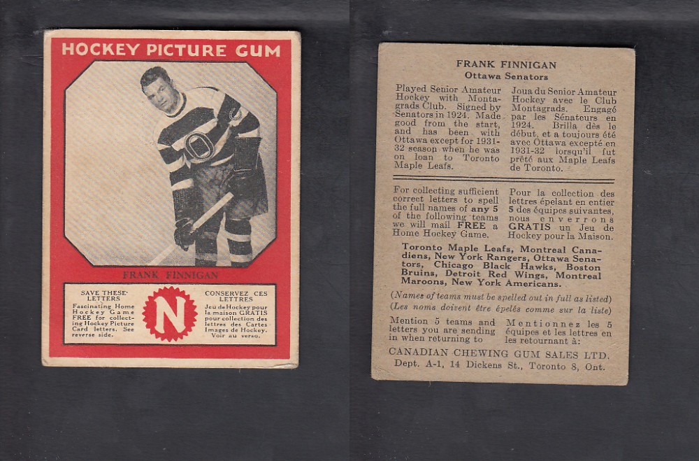 CS48764749 193334 CANADIAN CHEWING GUM HOCKEY CARD F. FINNIGAN