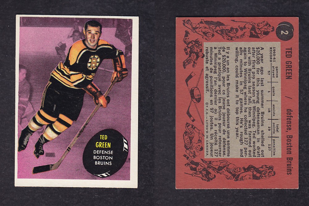 1961-62 TOPPS HOCKEY CARD #2 T. GREEN photo 1961-62 TOPPS HOCKEY CARD #2 T. GREEN photo