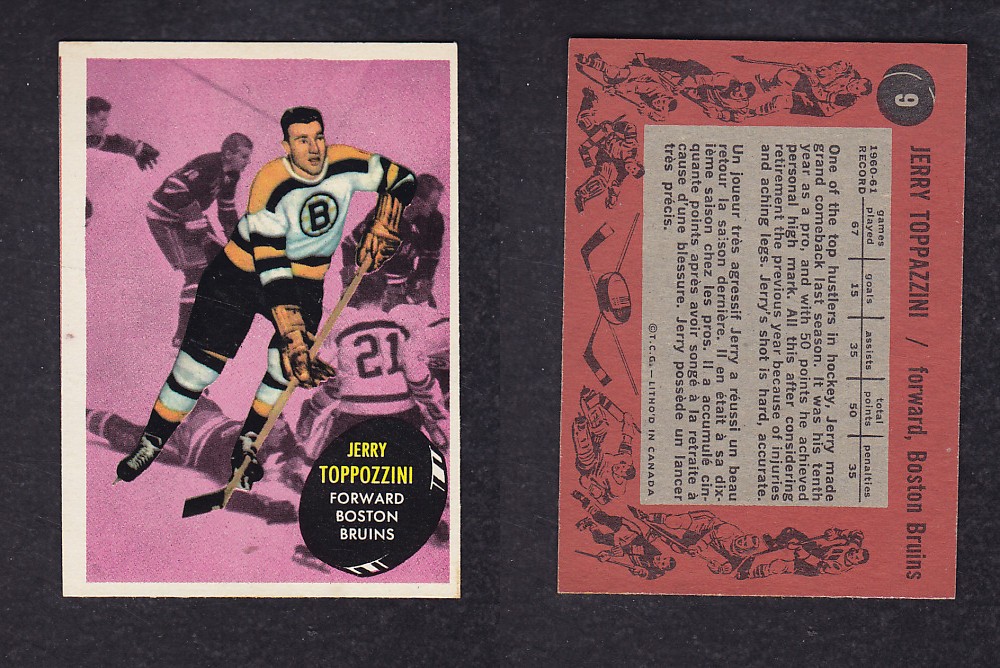 1961-62 TOPPS HOCKEY CARD #9 J. TOPPOZZINI photo 1961-62 TOPPS HOCKEY CARD #9 J. TOPPOZZINI photo