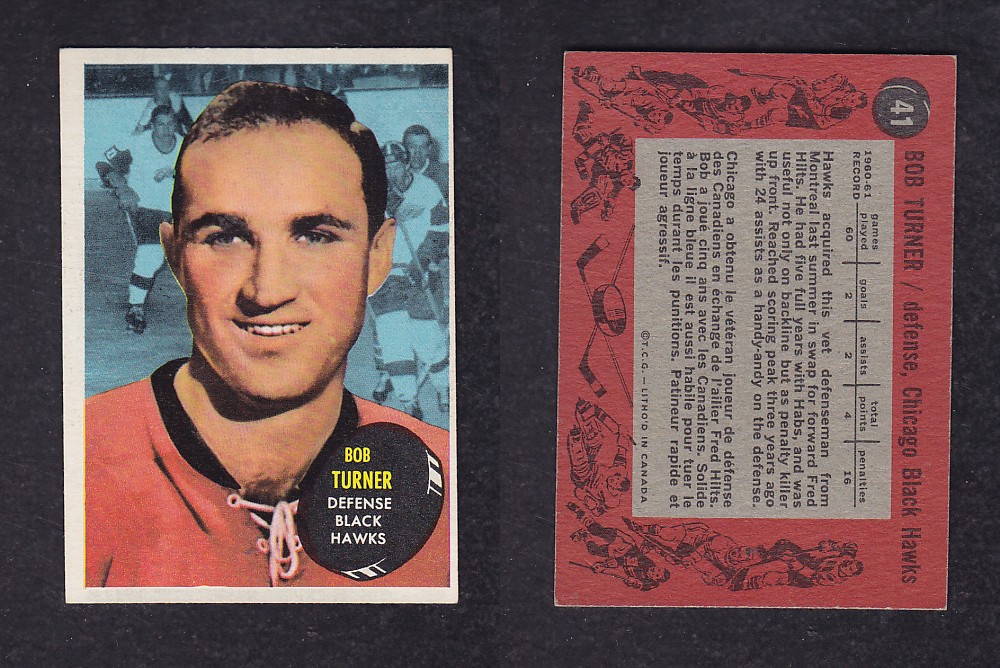1961-62 TOPPS HOCKEY CARD #41 B. TURNER photo 1961-62 TOPPS HOCKEY CARD #41 B. TURNER photo