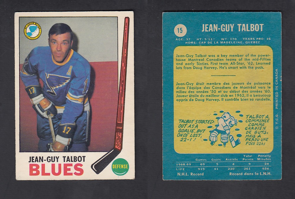 1969-70 O-PEE-CHEE HOCKEY CARD #15 J-G. TALBOT photo 1969-70 O-PEE-CHEE HOCKEY CARD #15 J-G. TALBOT photo