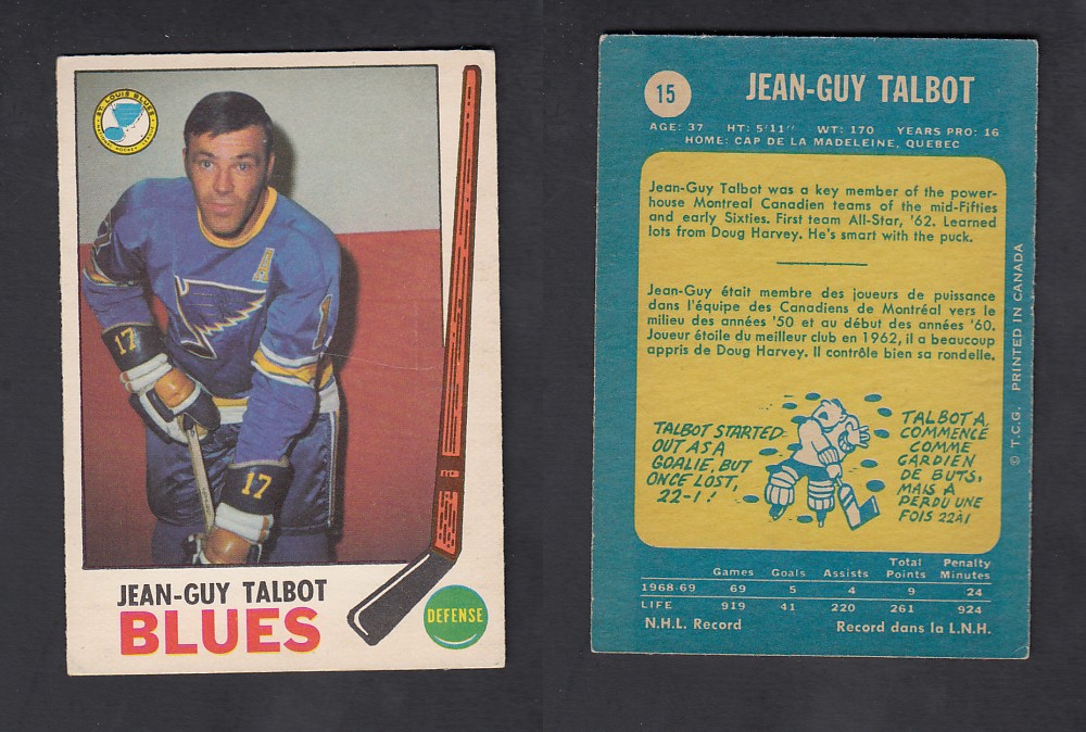 1969-70 O-PEE-CHEE HOCKEY CARD #15 J-G. TALBOT photo 1969-70 O-PEE-CHEE HOCKEY CARD #15 J-G. TALBOT photo