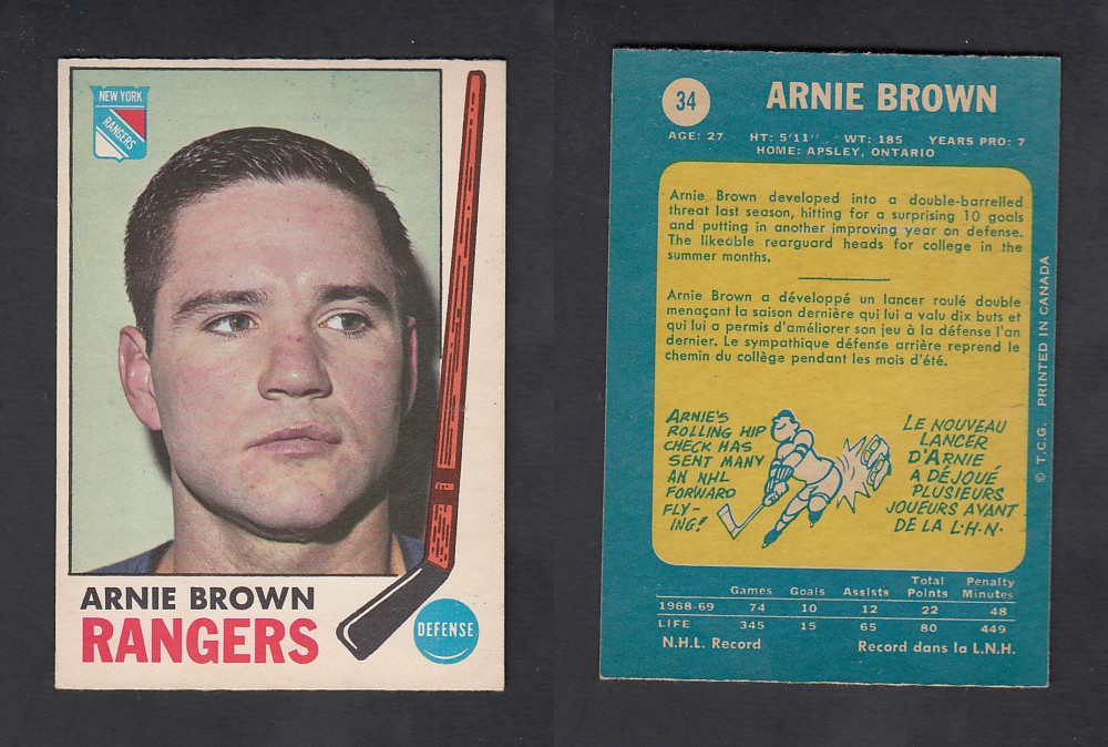 1969-70 O-PEE-CHEE HOCKEY CARD #34 A. BROWN photo 1969-70 O-PEE-CHEE HOCKEY CARD #34 A. BROWN photo