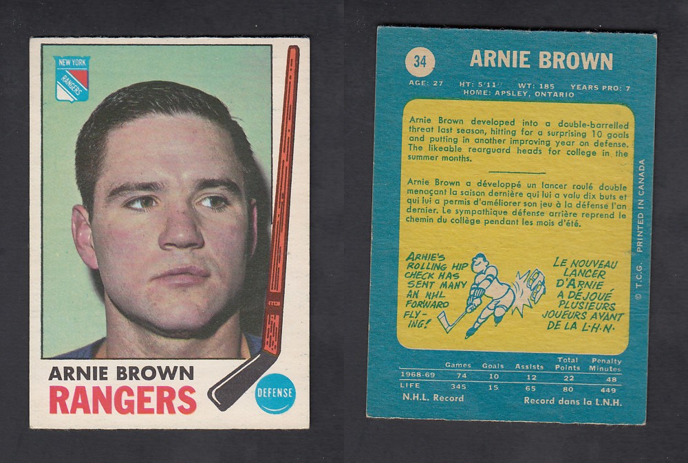 1969-70 O-PEE-CHEE HOCKEY CARD #34 A. BROWN photo 1969-70 O-PEE-CHEE HOCKEY CARD #34 A. BROWN photo