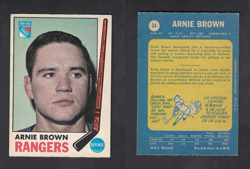 1969-70 O-PEE-CHEE HOCKEY CARD #34 A. BROWN photo 1969-70 O-PEE-CHEE HOCKEY CARD #34 A. BROWN photo