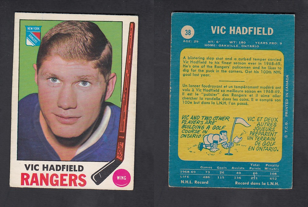 1969-70 O-PEE-CHEE HOCKEY CARD #38 V. HADFIELD photo 1969-70 O-PEE-CHEE HOCKEY CARD #38 V. HADFIELD photo