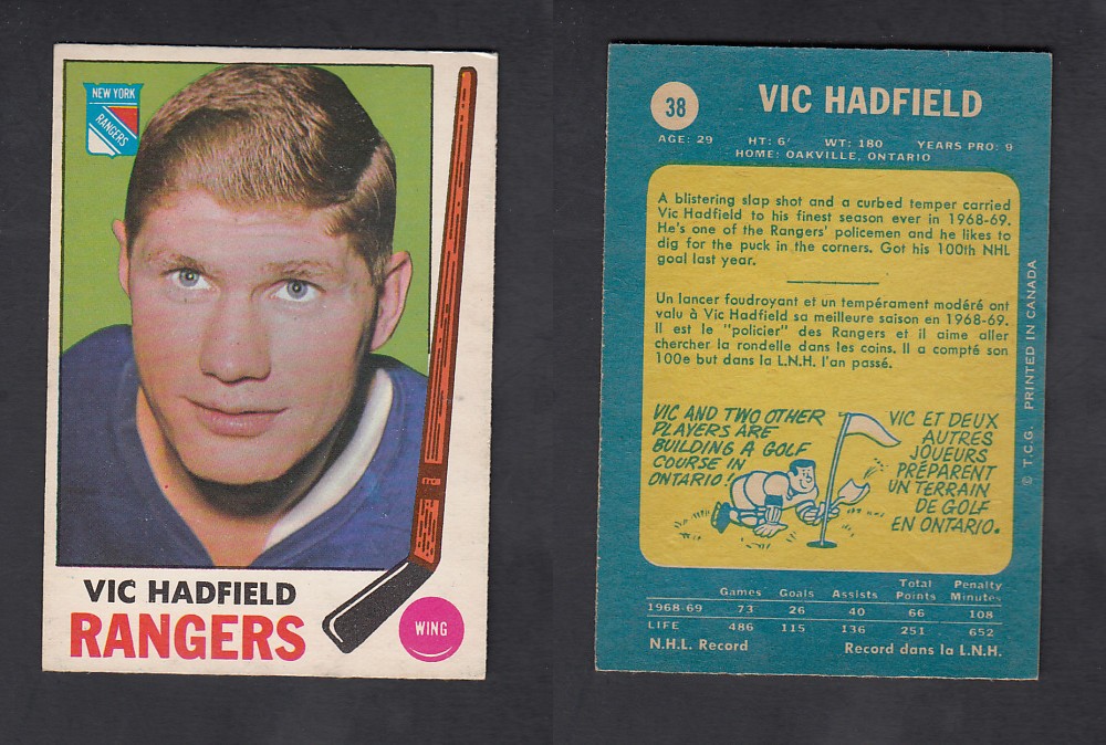 1969-70 O-PEE-CHEE HOCKEY CARD #38 V. HADFIELD photo 1969-70 O-PEE-CHEE HOCKEY CARD #38 V. HADFIELD photo