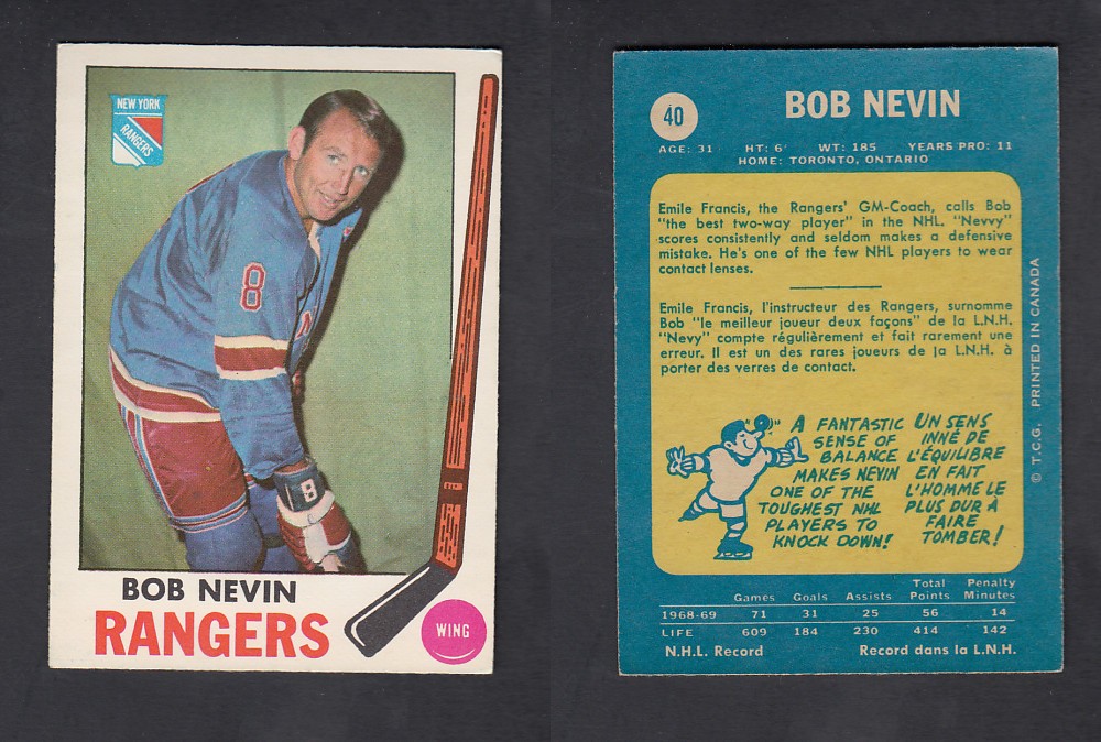 1969-70 O-PEE-CHEE HOCKEY CARD #40 B. NEVIN photo