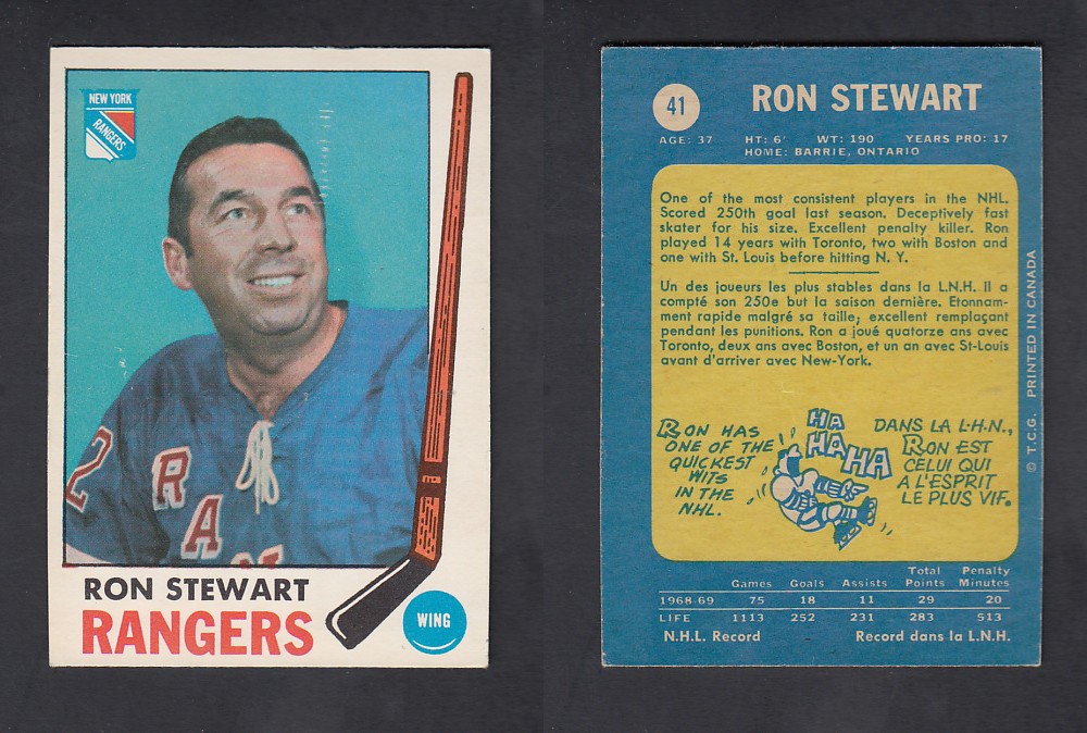 1969-70 O-PEE-CHEE HOCKEY CARD #41 R. STEWART photo