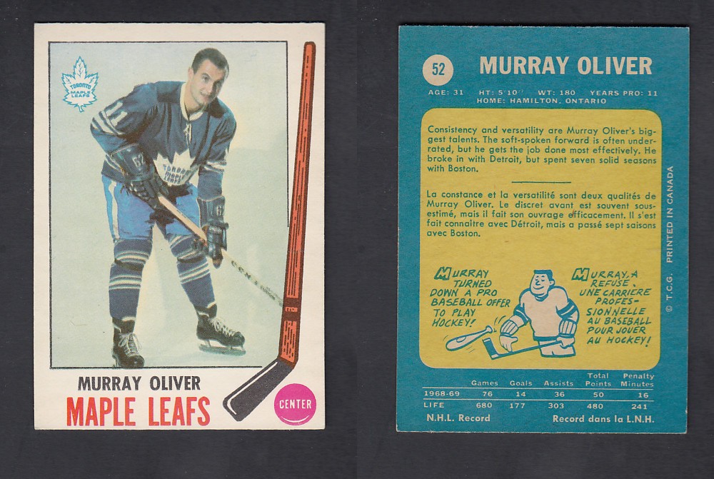 1969-70 O-PEE-CHEE HOCKEY CARD #52 M. OLIVER photo 1969-70 O-PEE-CHEE HOCKEY CARD #52 M. OLIVER photo