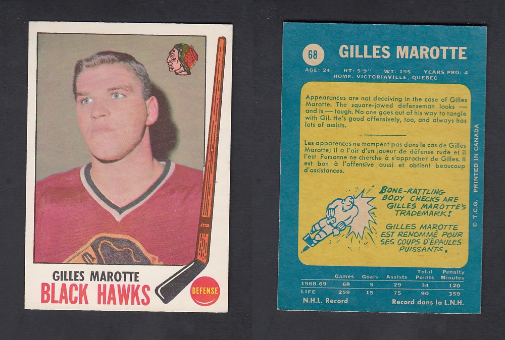 1969-70 O-PEE-CHEE HOCKEY CARD #68 G. MAROTTE photo