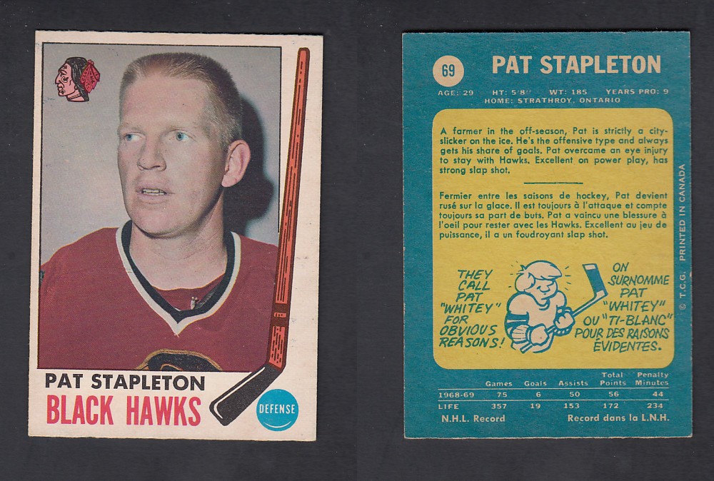 1969-70 O-PEE-CHEE HOCKEY CARD #69 P. STAPLETON photo 1969-70 O-PEE-CHEE HOCKEY CARD #69 P. STAPLETON photo