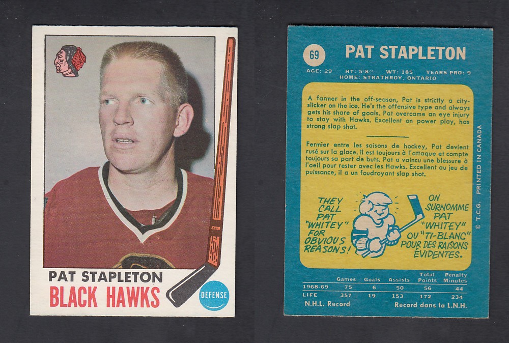 1969-70 O-PEE-CHEE HOCKEY CARD #69 P. STAPLETON photo 1969-70 O-PEE-CHEE HOCKEY CARD #69 P. STAPLETON photo