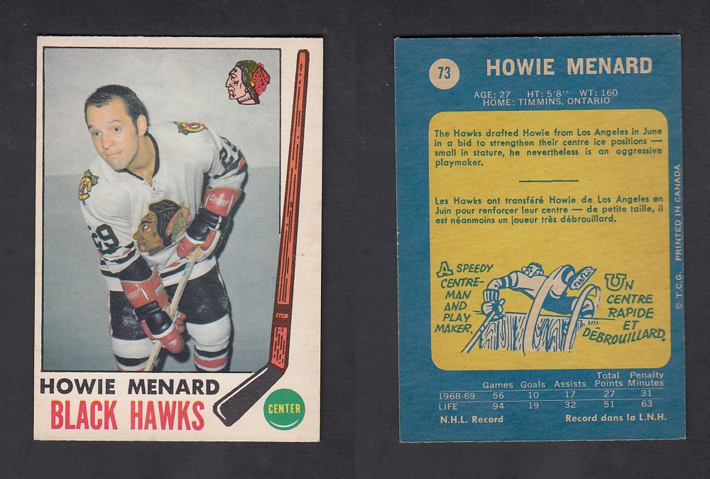 1969-70 O-PEE-CHEE HOCKEY CARD #73 H. MENARD photo