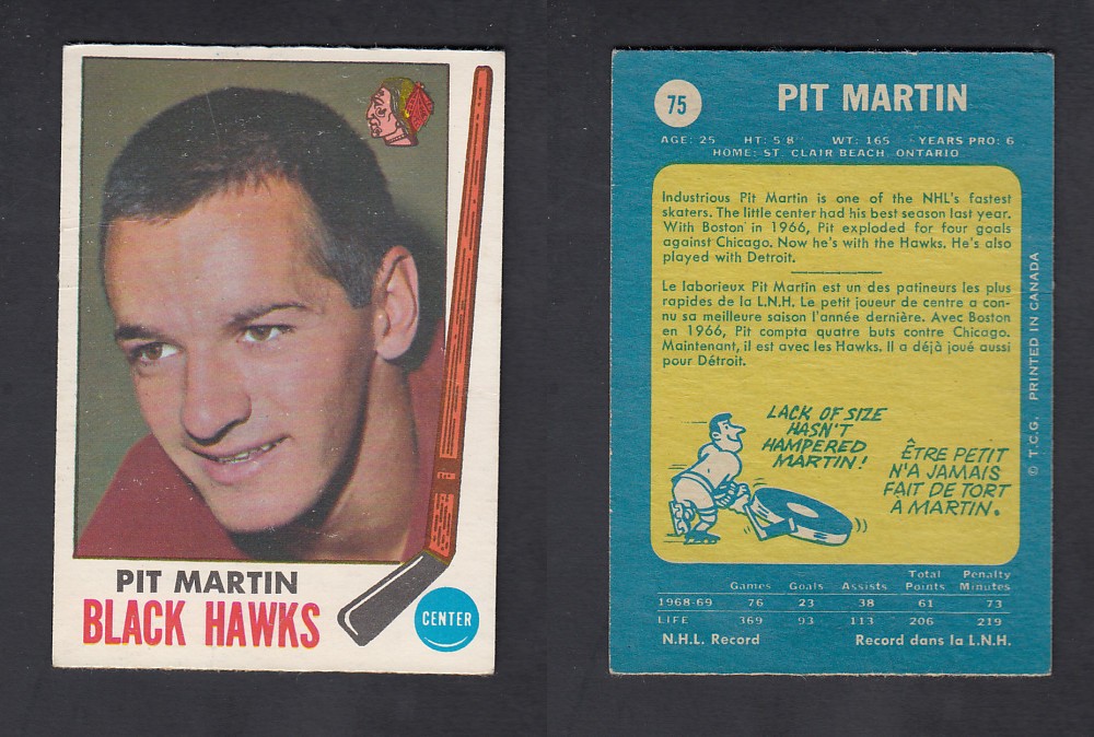 1969-70 O-PEE-CHEE HOCKEY CARD #75 P. MARTIN photo 1969-70 O-PEE-CHEE HOCKEY CARD #75 P. MARTIN photo