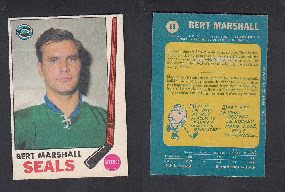 1969-70 O-PEE-CHEE HOCKEY CARD #80 B. MARSHALL photo 1969-70 O-PEE-CHEE HOCKEY CARD #80 B. MARSHALL photo
