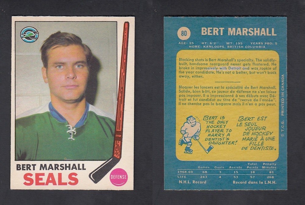 1969-70 O-PEE-CHEE HOCKEY CARD #80 B. MARSHALL photo 1969-70 O-PEE-CHEE HOCKEY CARD #80 B. MARSHALL photo